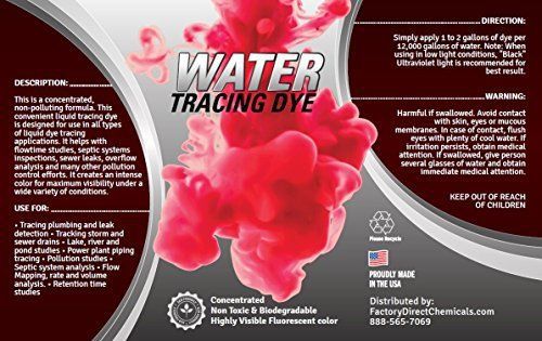 Red Water Tracing &amp; Leak Detection Flourescent Dye - 1 Gallon