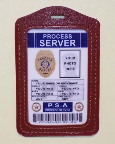 Process Server ID Badge &gt;CUSTOMIZE WITH YOUR PHOTO &amp; INFO&lt;  W/ Badge Holder