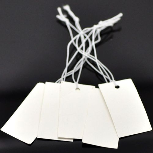 New 100Pcs White Jewelry String Label Price Pricing Paper Tags Chain Tag 43x22mm