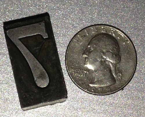1 inch by 1/2 inch Number &#034;7 Seven&#034;  Type Letterpress Printers Block Metal