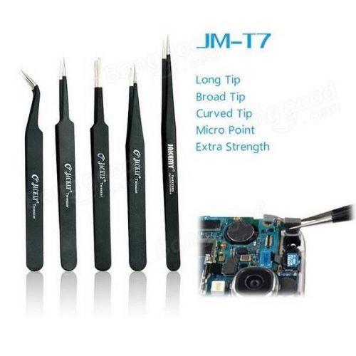 Jakemy jm-t7-15 stainless steel diy electronic curved end tweezer forceps for sale