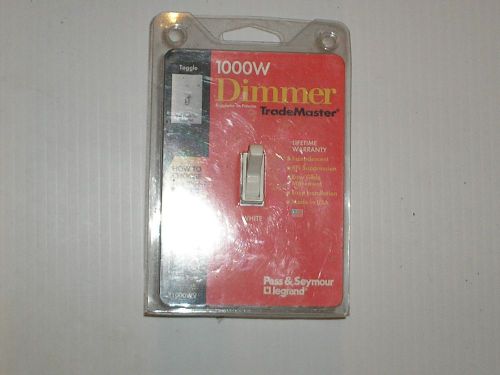 Pass &amp; Seymour White Toggle Dimmer Light Switch 1000W Single Pole T1000WV