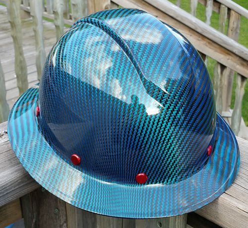 Real blue carbon fiber hard hat - full brim - legacy composites - matte or gloss for sale