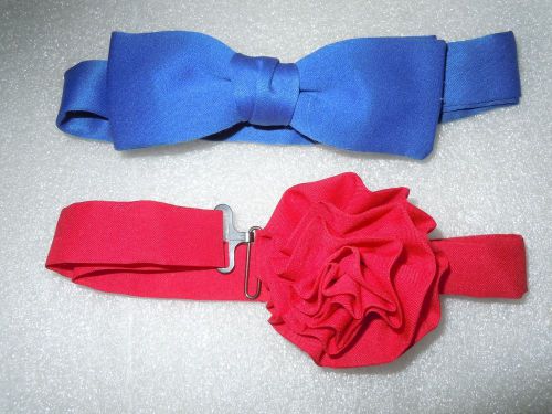 2 Bow Ties, Waitress  Host Hostess Server Adjustable - Red and Blue