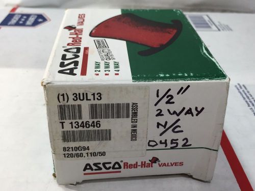 Asco 8210g094 120/60ac 2-way brass 1/2 in solenoid valve, normally closed, 3ul13 for sale