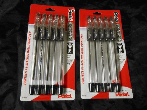 2 packs Pentel R.S.V.P. Ballpoint Pens, Fine, Black, 5/Pack