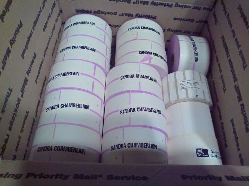 Lavender Direct Thermal Tags-11 Rolls &amp; Zebra Barbell Labels &amp; 2 other labels