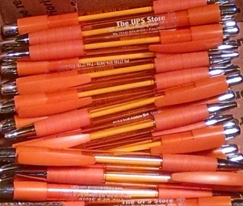 10 New Misprint Ballpoint Retractable Ink Pens, Orange (Black Ink)