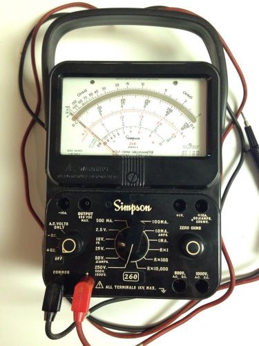Simpson Electric Co. 260 Series 8 Volt Ohm Milliammeter Multimeter Probes &amp; Case