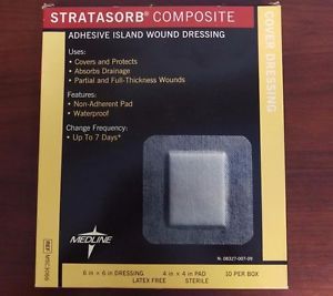 Medline stratasorb composite adhesive island dressing 6&#034;x6&#034; 10/bx #msc3066 new for sale