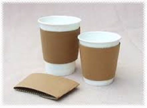 Amk protective corrugated disposable hot cup paper sleeve, brown  #450040 pk 5 for sale