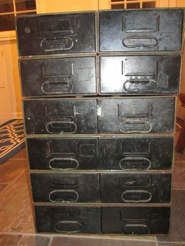 Vintage safe-t-stak diebold 12 drawer steampunk industrial metal cabinet for sale