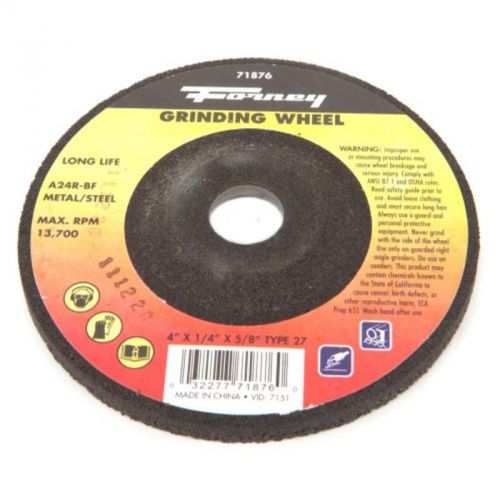 Metal type 27 grinding wheel with 5/8&#034; arbor, a24r-bf, 4&#034;-by-1/4&#034; forney 71876 for sale