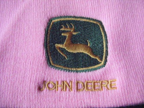 John Deere Women&#039;s Pink One Size Fits Most Beanie Hat Cap with Green Logo - NEW
