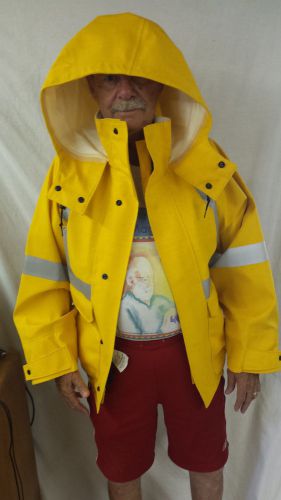 Nasco mp3 jacket breathable arc/flame resistant raingear hooded yellow sz small for sale