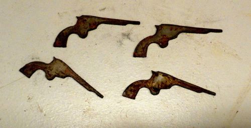 Lot of 4 gun pistol revolver shapes 3&#034; rusty metal vintage stencil ornament for sale