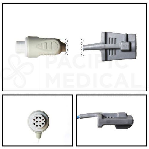GE Datex-Ohmeda 10 Pin Adult Soft Shell SpO2 Sensor 10&#039; Cable New Yr Warranty