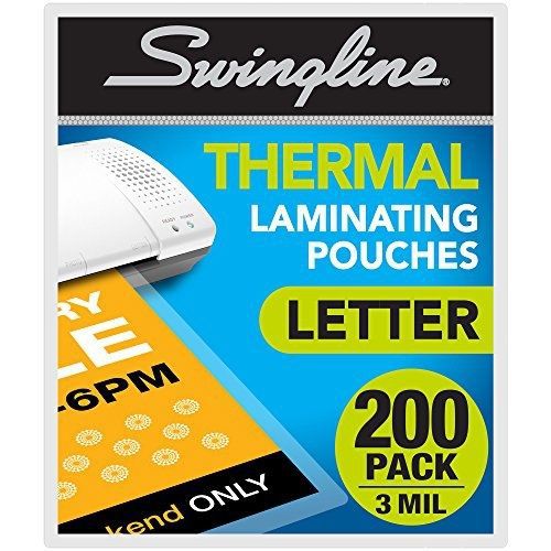 Swingline Thermal Laminating Pouch, Letter Size, Standard Thickness, 200 Pack