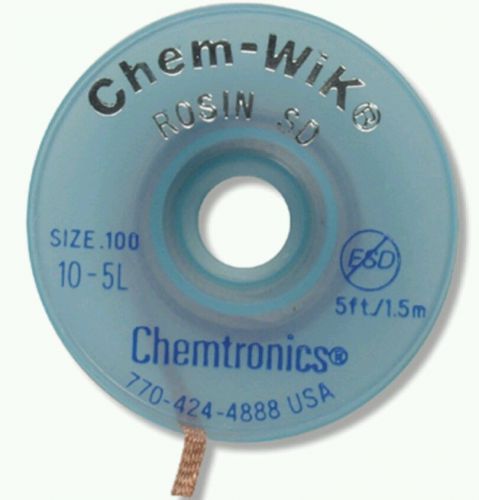 Chemtronics 10-5l chem-wik rosin sd - .1&#039;&#039; x 5&#039; blue desoldering braid for sale
