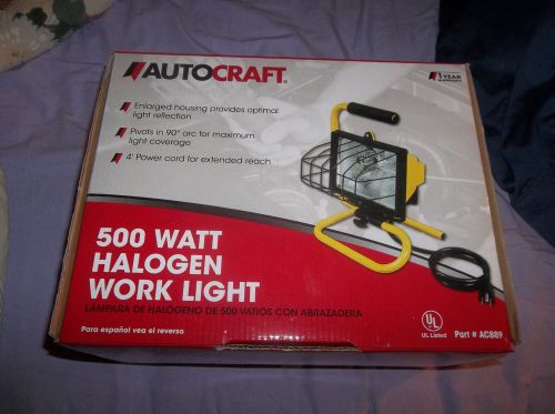 HALOGEN PORTABLE DELUXE WORK LIGHT 500-WATT AUTOCRAFT NEW NIB AC889 Pivots!