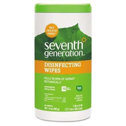 SEVENTHGENERATION 22813EA Disinfecting and Cleaning Wipes, 7 x 8, White,