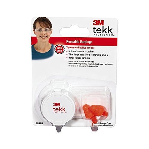 3M Tekk 90585-00000T Tri-Flange Reusable Earplugs, 1-Pair
