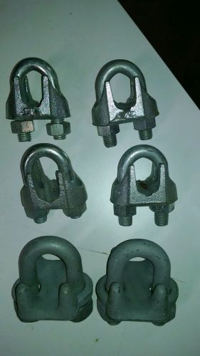 6 large Wire Rope Clamps, two 1 inch and four 7/8 inch