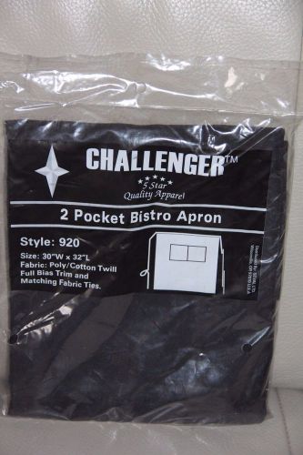 New Challenger Star Quality Apparel 2 Pocket Bistro Black Waist Apron  30&#034;x 32&#034;