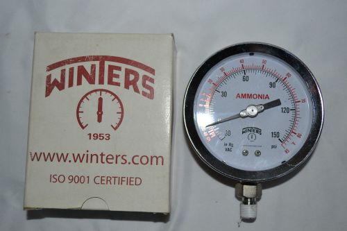 New winters 4&#034; stainless liquid filled ammonia pressure gauge 1/4&#034; npt bottom for sale