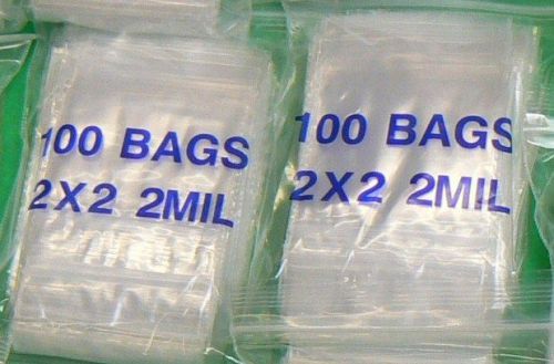 PLASTIC ZIP LOCK BAGS 2MIL CLEAR 2&#034; x 2&#034;  200 BAGS RE-USE-ABLE  POLY BAGS 2MIL