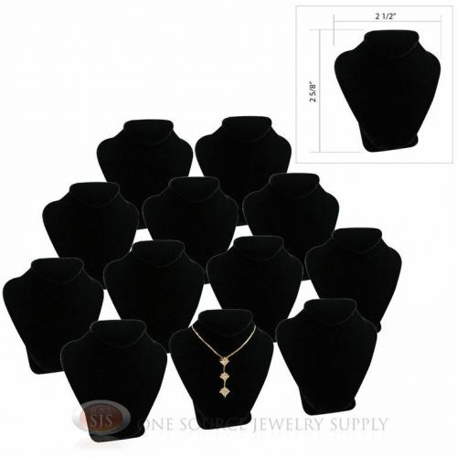 (12) 2 5/8&#034; Pendant Necklace Black Velvet Mini Jewelry Bust Display Stand
