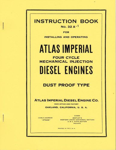 Instruction Manual 32 A Atlas Imperial 4 Cycle Diesel Engine Marine Parts Info