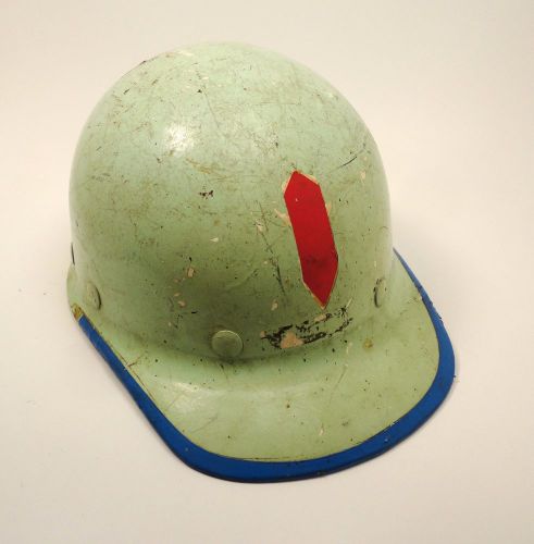 Vtg superglas fibremetal safety hard hat green fiberglass w/ liner hardhat for sale