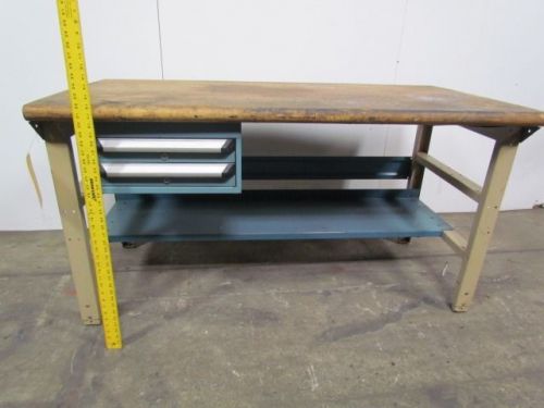 Butcher Block Top Work Bench 30-1/4x60&#034;x1-3/4&#034;Thick 32&#034; Tall w/2 Drawers &amp; Shelf