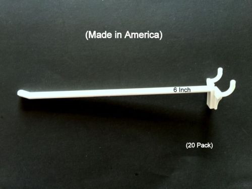 (20 PACK) 6 Inch Glass-Fiber Filled Plastic Peg Hooks for 1/8&#034; &amp; 1/4&#034; Pegboard