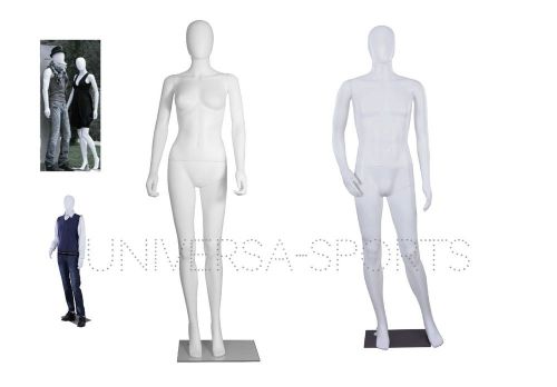 Male &amp; FemaleFull Body Unbreakable Egghead Plastic Mannequin Head Turns White