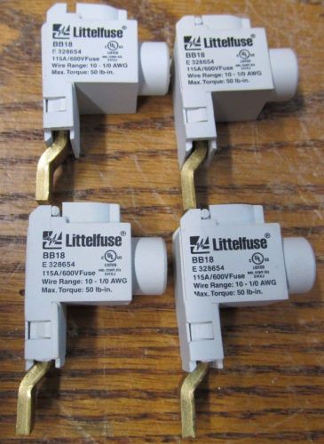 UNUSED NOS LOT OF 4 Littelfuse BB18 Fuse Accessory 115A 600V