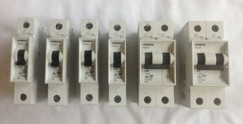 Siemens 5sx21 and 5sx22 breakers iec 60898 lot of six for sale