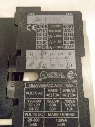 Allen bradley contactor relay 700-f310a1 for sale