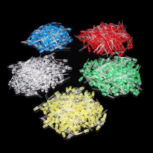 500pcs 5 colors 5mm ultra bright round led kit red green blue white yellow leds for sale