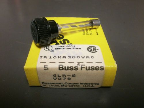 5pk bussmann glr5 300v 5.0a fast acting fuse for hlr holders, fixed cap, glr-5 for sale