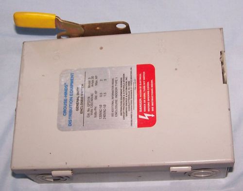Switch Crouse Hinds enclosed switch INDOOR type 1 distribution equipment