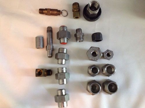 Lot of (18) Misc. Stainless pipe fittings, Pipe Unions Camco