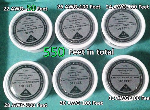 Mixed 550 Feet of 22,24,26,28,30,32Gauge AWG kanthal a1 resistance wire,