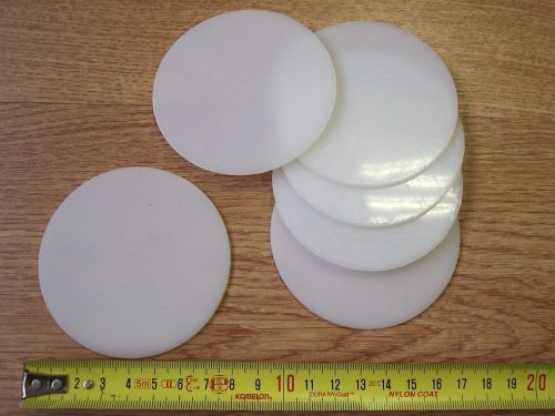 6 pcs. x Polyethylene PEHD DISC  MATERIAL OD 80 mm x 2 mm THK Sheet white HDPE