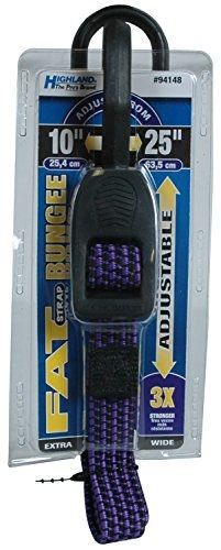 Highland (9414800) 10&#034;-25&#034; black and purple adjustable fat strap bungee cord - 1 for sale