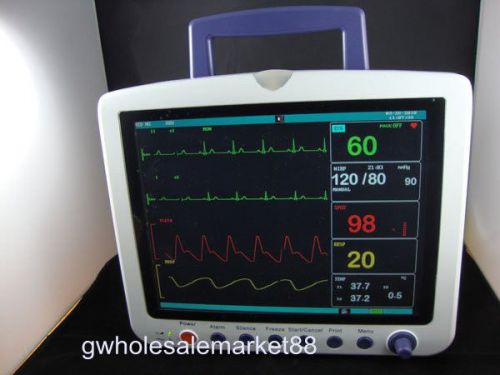 6-parameter ICU Vital Sign Patient Monitor 12.1 &#034; ECG, EKG, NIBP, SpO2, PR TEMP