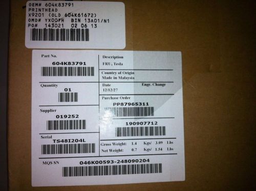 XEROX ColorQube 9201 Printhead 604K83791/604K61672