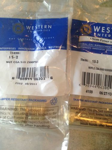 Item# 82-western nut 15-2 and nipple 15-3 combo,for cga 510 pol acetylene for sale