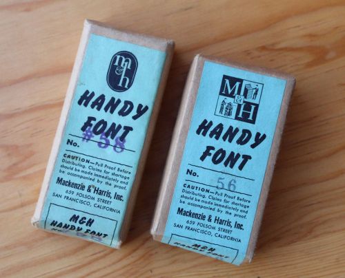 Two Vintage Letter Press Sealed Handy Font Boxes Mackenzie &amp; Harris Foundry M&amp;H